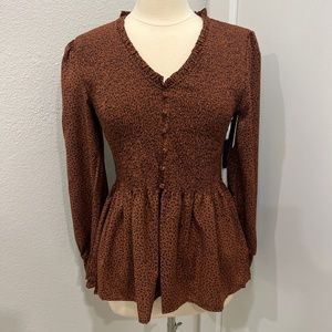 Smocked leopard top